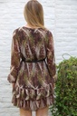 [10017484] Jurk Lucius nm34 slierten en vlekken print gekruiste V-hals  - Bruin-beige Detail