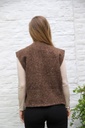 [10017485] Mouwloze vest Lorraine gekookte wol look kraagloze hals - Bruin Detail