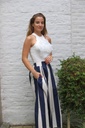 Striped cotton skirt Maya nm100 - Donkerblauw-wolwit Detail