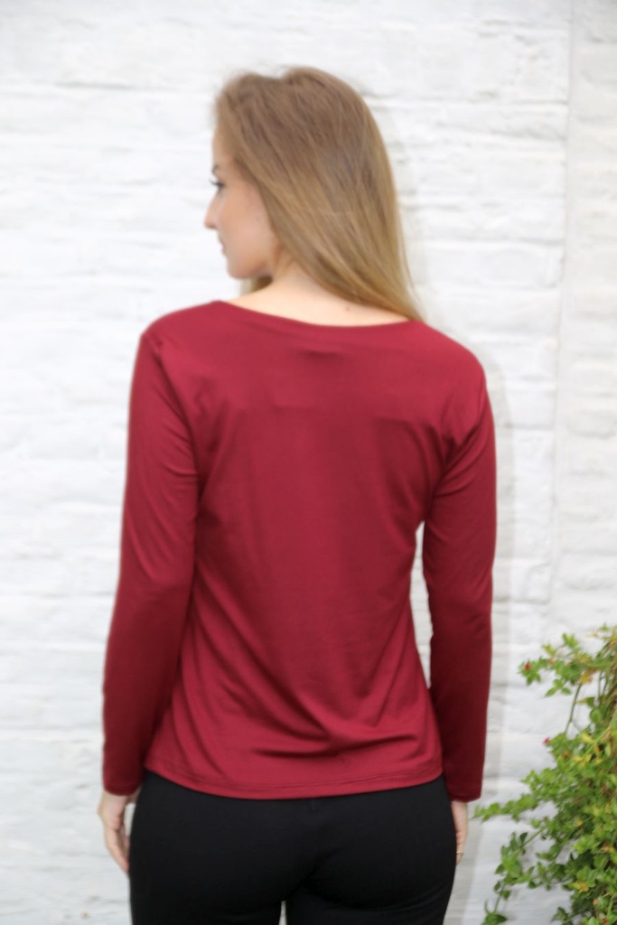 Luqman 3196 nm20 open hals viscose jersey  - Bordeaux Detail