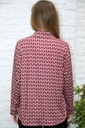 Blouse Leana nm20 kettingprint kraag nacré doorgeknoopt - Bordeaux-beige Detail