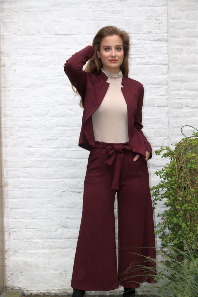 Blazer Lenka nm38 fijn geribd reverskraag - Bordeaux Detail