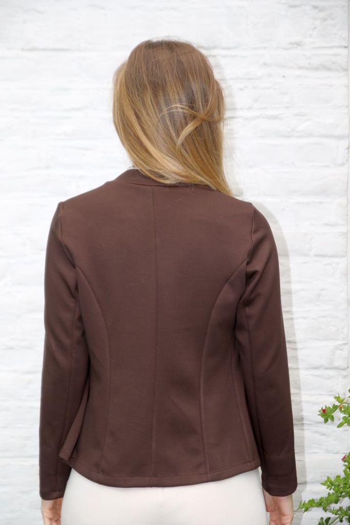 Blazer Lenka nm38 fijn geribd reverskraag - Bruin Detail