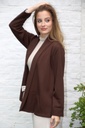 Korte jas Laetitia nm38 sjaalkraag fijn geribd - Bruin Detail