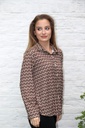 Blouse Leana nm20 kettingprint kraag nacré doorgeknoopt - Bruin-beige Detail