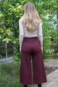 Flare broek Latifa nm38 fijn geribd taillebinder met strik - Bordeaux Detail