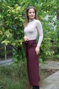 Flare broek Latifa nm38 fijn geribd taillebinder met strik - Bordeaux Detail