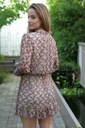 [10017505] Jurk Loris nm38 bloemetjes gepofte doorgesneden taille  - Beige-bruin Detail