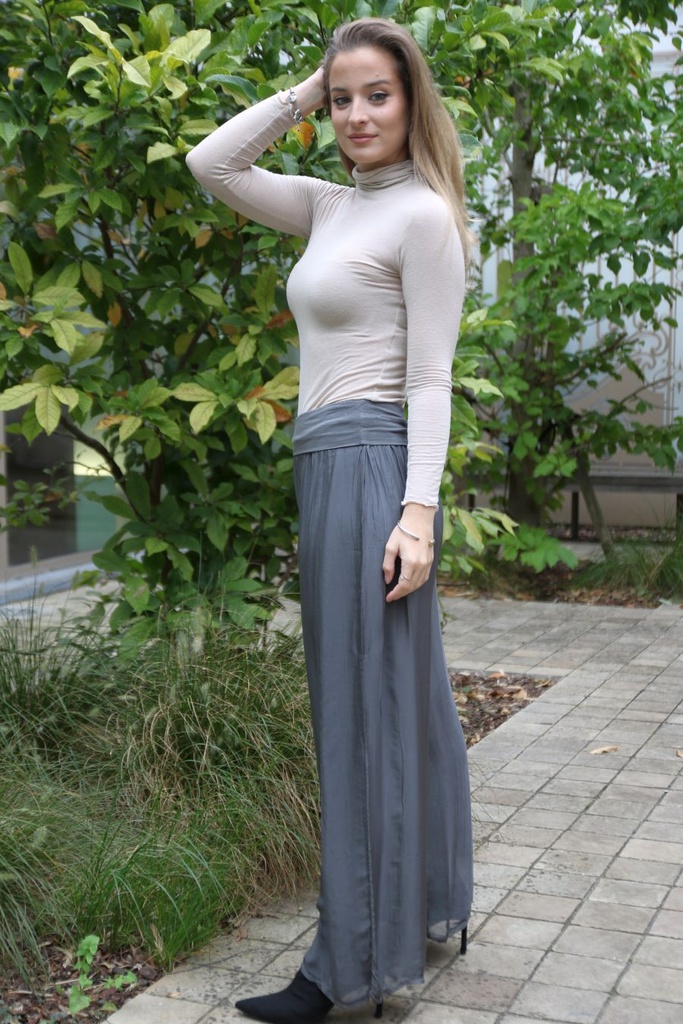 Zijde flarebroek Lars nm98 - Donkergrijs Detail