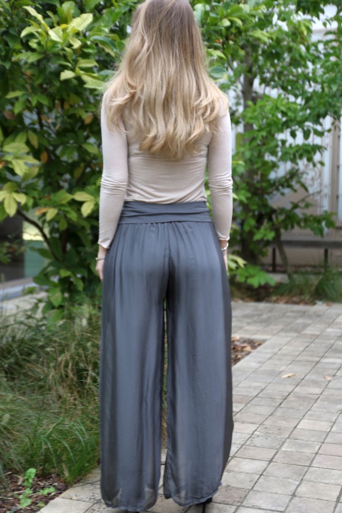 Zijde flarebroek Lars nm98 - Donkergrijs Detail