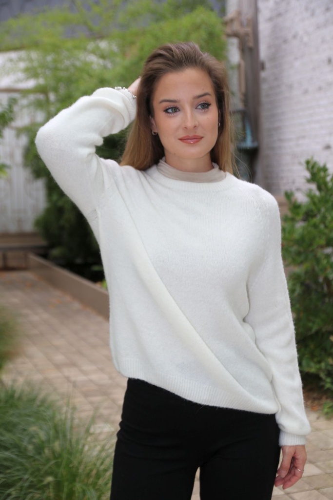 [10017261] Pul Lucie nm25 ronde hals bevat baby alpaga en wol - Wolwit Detail