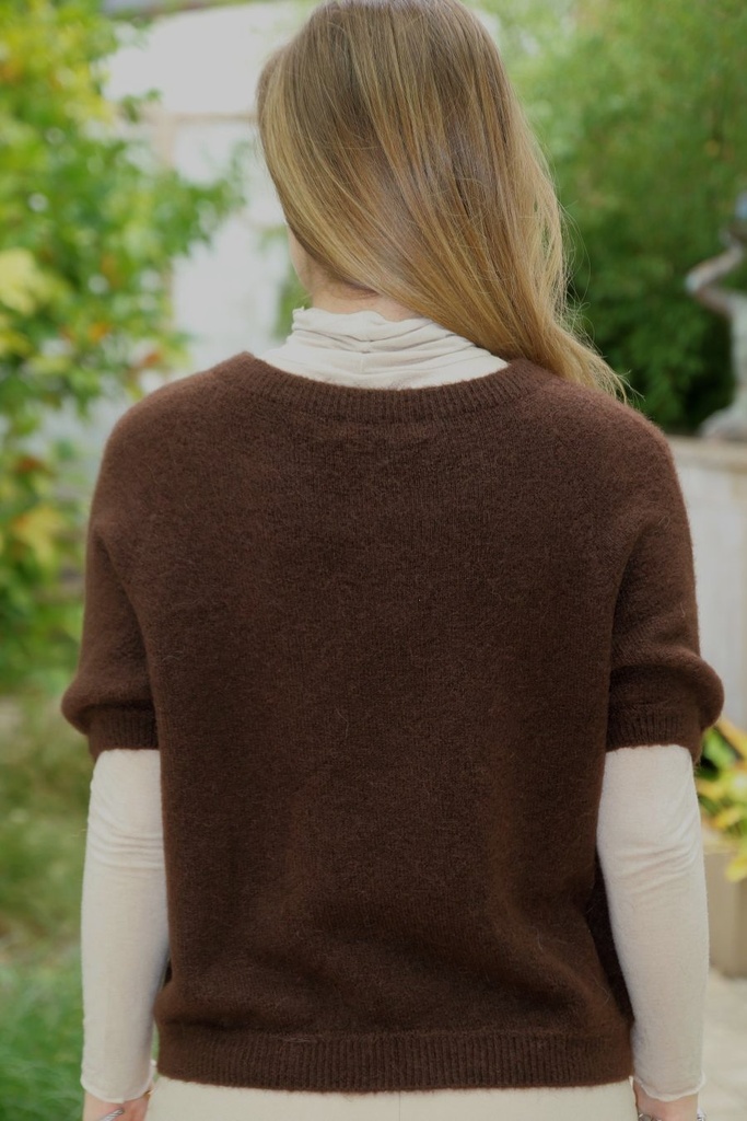 [10017287] Pul Louisa super fijne alpaga - Bruin Detail