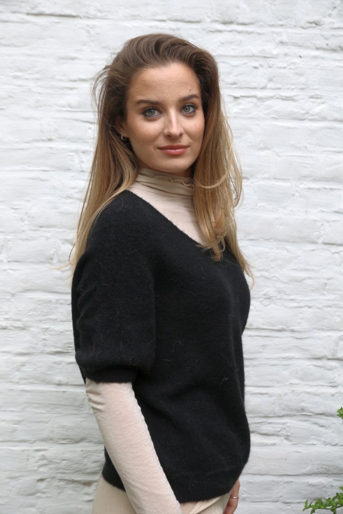 Pul Lieneke nm25 V-hals Amerikaanse mouwinzet - Zwart Detail