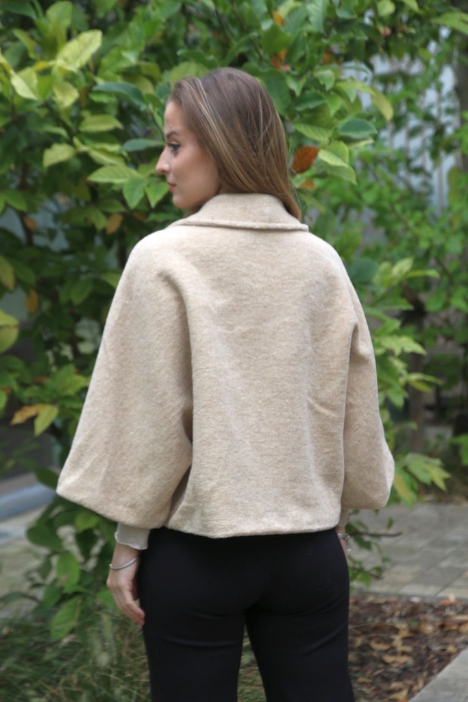 [10017520] Korte jas Matz nm50 wol-look reverskraag - Beige Detail