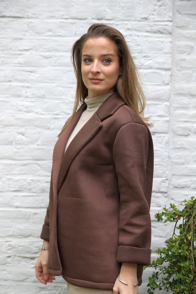 [10017528] Mesh blazer Miles met reverskraag - Bruin Detail