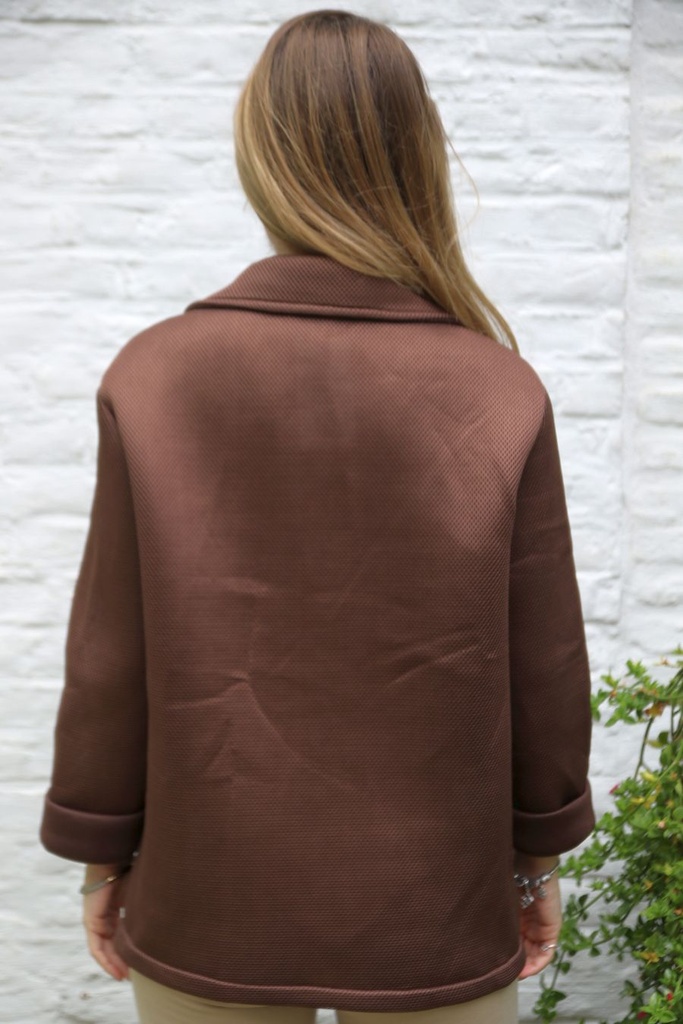 [10017528] Mesh blazer Miles met reverskraag - Bruin Detail