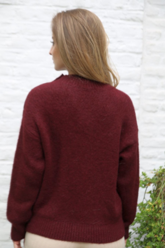 Pul Lambert nm25 opstaande geribde kraag 4 retro knopen - Bordeaux Detail