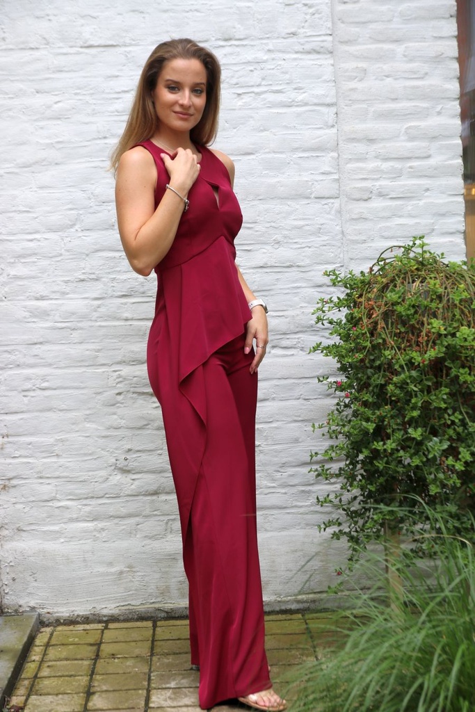Jumpsuit Mason met bustesplit - Bordeaux Detail