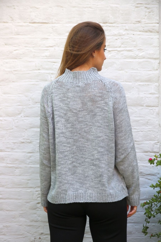 [200658001] Pull Nolan nm20 tricot opstaande geribde kraag  (Lichtgrijs) - Detail