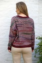 [200660003] Tricot pull Nola nm26 met verschillende kleuren ronde hals (Bordeaux-multicolor) - Detail