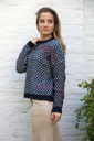 [200660001] Tricot pull Nola nm26 met verschillende kleuren ronde hals (Donkerblauw-multicolor) - Detail