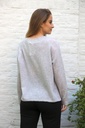 [200661001] Fijne tricot pull Nynke nm100 ronde hals (Lichtgrijs) - Detail
