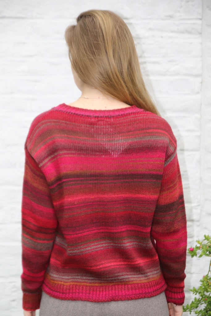 [10017423] Pul Lammert nm53 jaspé ingeweven tricot opstaande kraag  - Bordeaux-fuchsia-bruin Detail