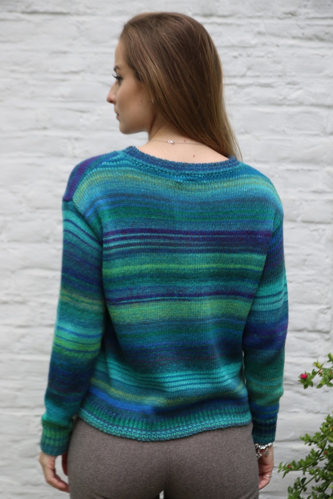 [10017423] Pul Lammert nm53 jaspé ingeweven tricot opstaande kraag  - Groen-blauw Detail