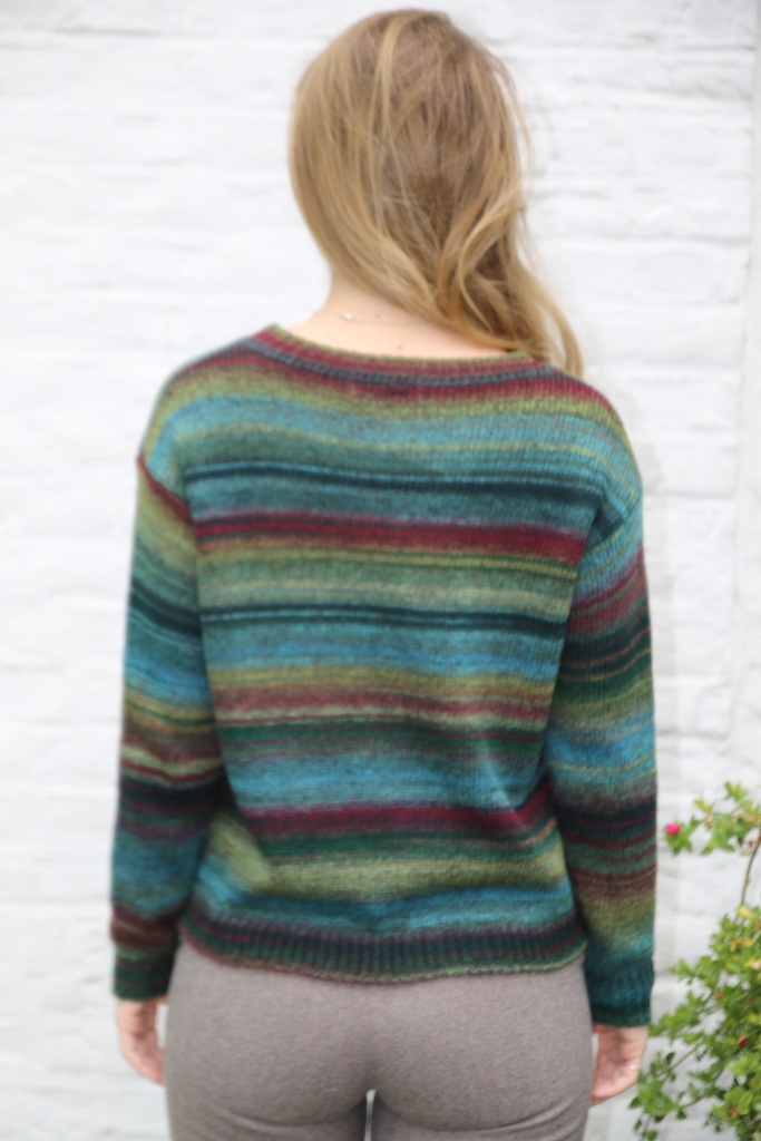 [10017423] Pul Lammert nm53 jaspé ingeweven tricot opstaande kraag  - Kaki-zwart-blauw Detail