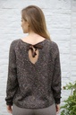 [200665] Tricot pull Nadia nm28 ronde open hals  - Donkerbruin-multicolor Detail
