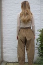 [200669] Geribde broek Milano met springplooien nm100 - Camel Detail