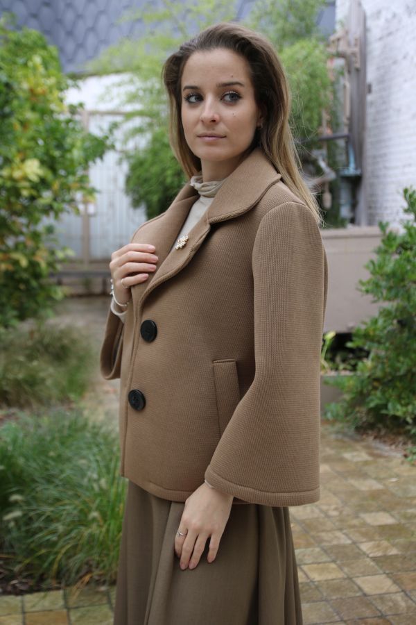 [10017329] Tricot jacket Leanne nm65 - Camel Detail