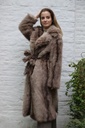 [200674] Lange mantel Mirre ecopels met taillebinder - Beige-bruin Detail