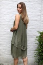 Silk overgown Liam nm99 frilled open neck double layer - Kaki Detail