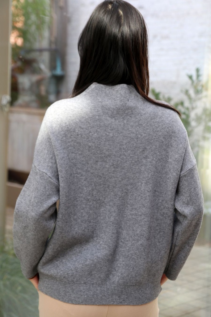 [200687] Tricot pull Novi nm60 met opstaande kraag - Grijs Detail