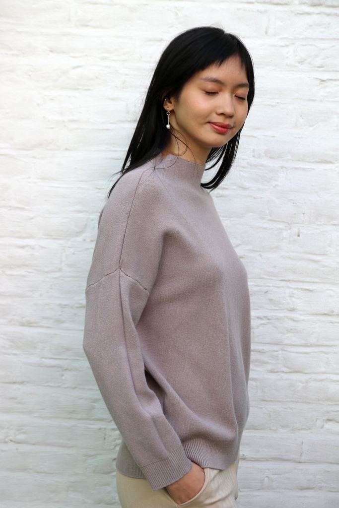 [200687] Tricot pull Novi nm60 met opstaande kraag - Taupe Detail