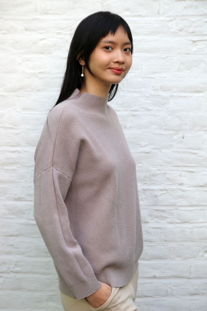 [200687] Tricot pull Novi nm60 met opstaande kraag - Taupe Detail