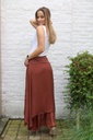 Silk bell skirt Lynn nm99 double layer jersey waistband - Chocolade Detail
