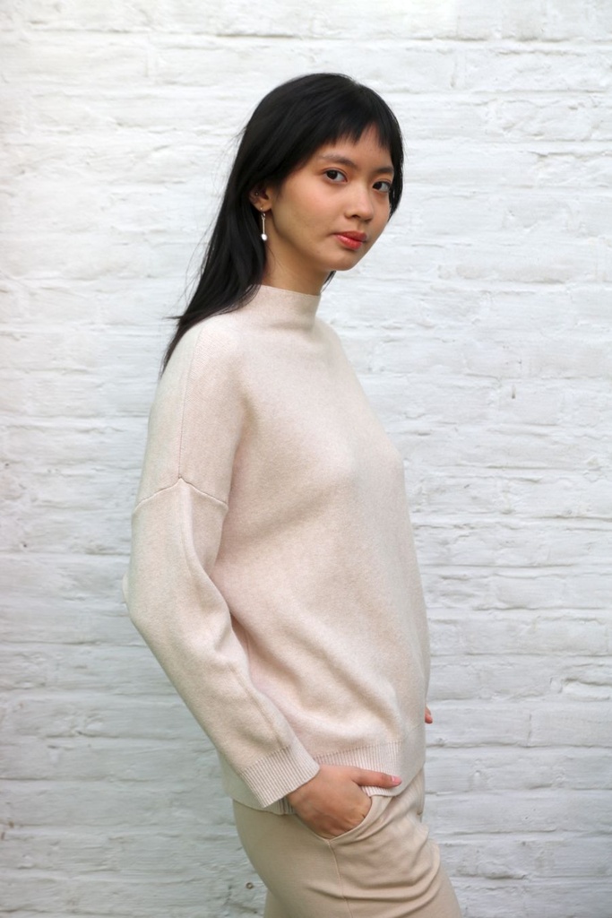 [200687] Tricot pull Novi nm60 met opstaande kraag - Wolwit Detail