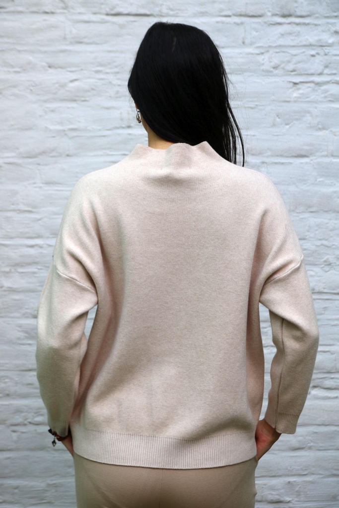 [200687] Tricot pull Novi nm60 met opstaande kraag - Wolwit Detail