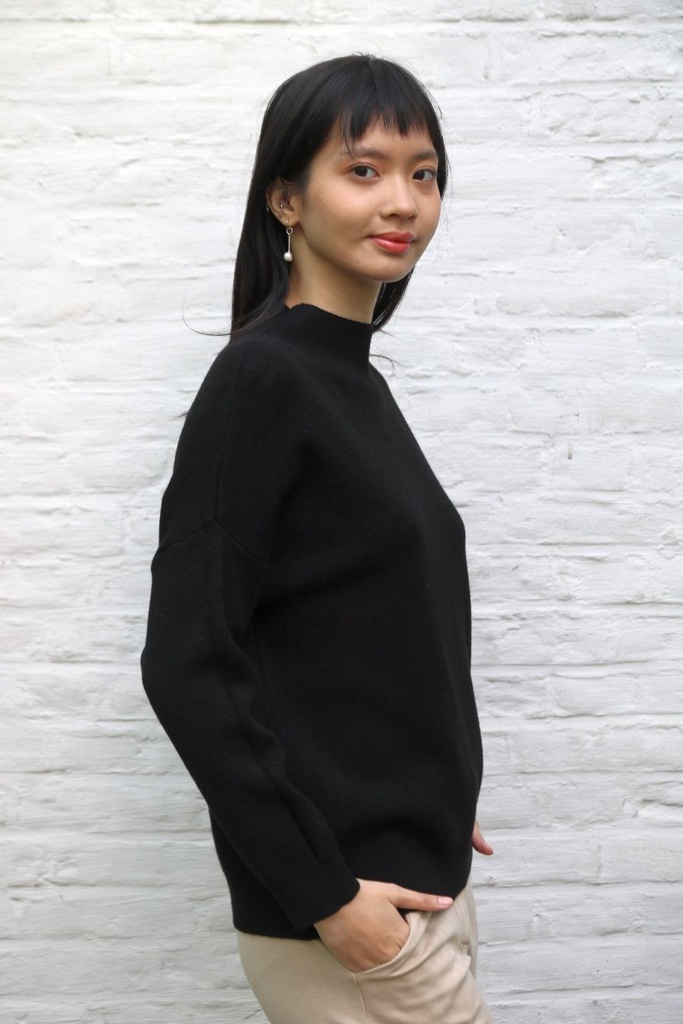 [200687] Tricot pull Novi nm60 met opstaande kraag - Zwart Detail