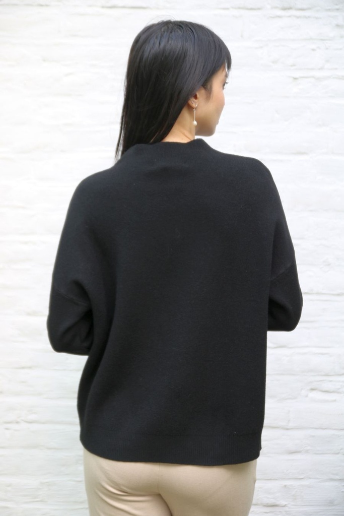 [200687] Tricot pull Novi nm60 met opstaande kraag - Zwart Detail