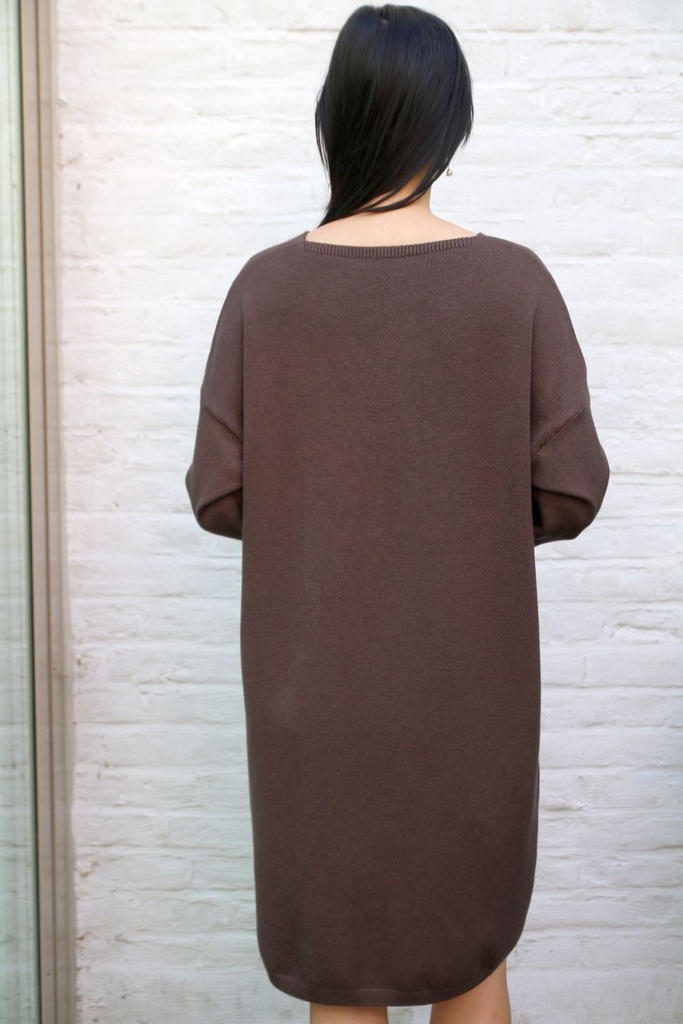 [200688] Tricot jurk Nadine nm60 boven de knie  - Donkerbruin Detail