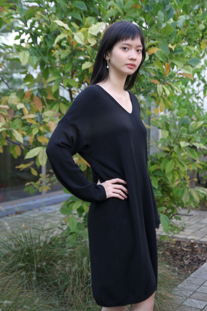 [200688] Tricot jurk Nadine nm60 boven de knie  - Zwart Detail