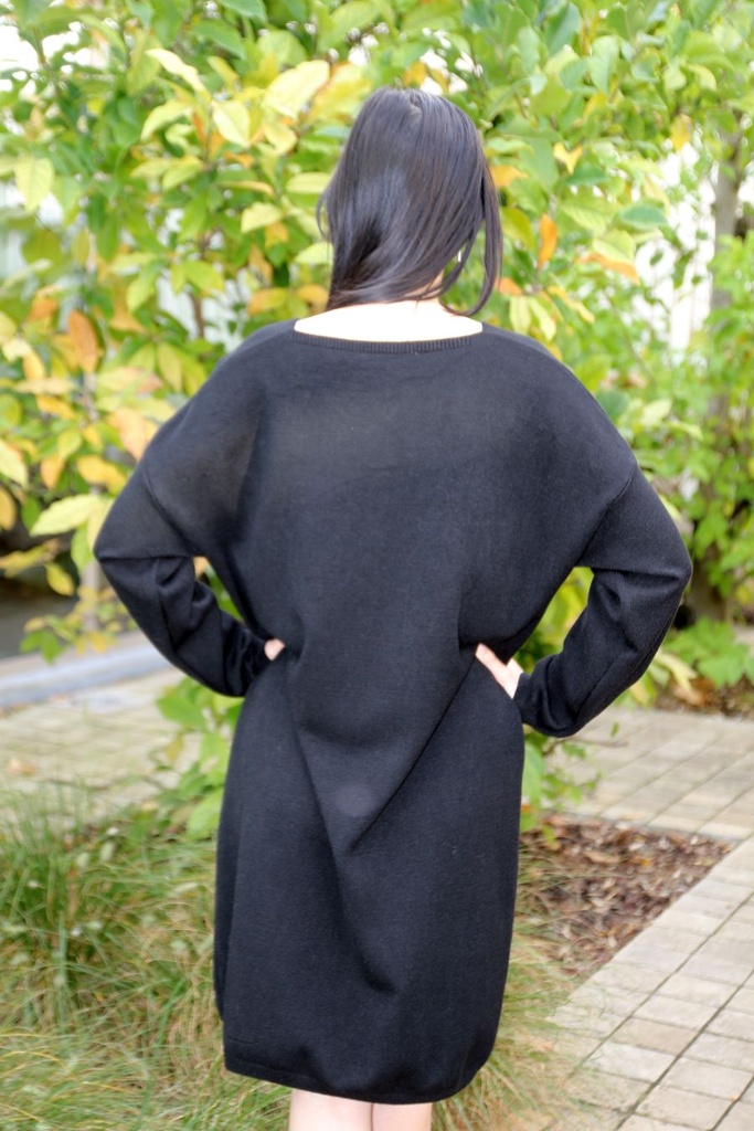 [200688] Tricot jurk Nadine nm60 boven de knie  - Zwart Detail