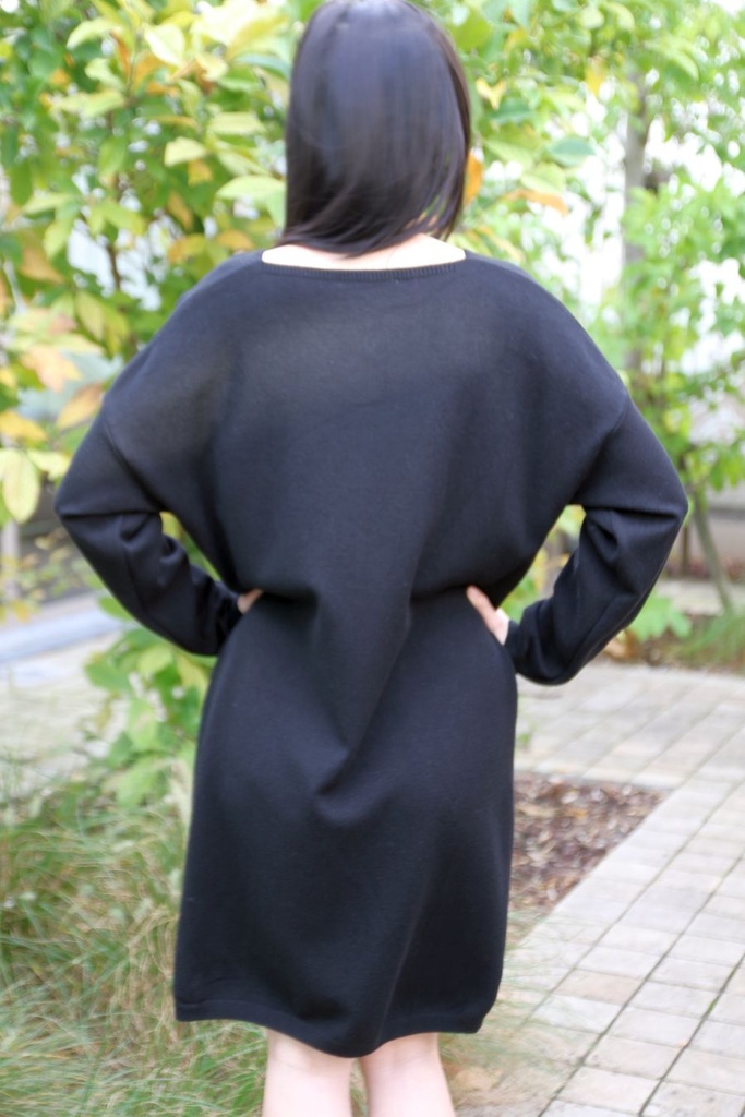 [200688] Tricot jurk Nadine nm60 boven de knie  - Zwart Detail