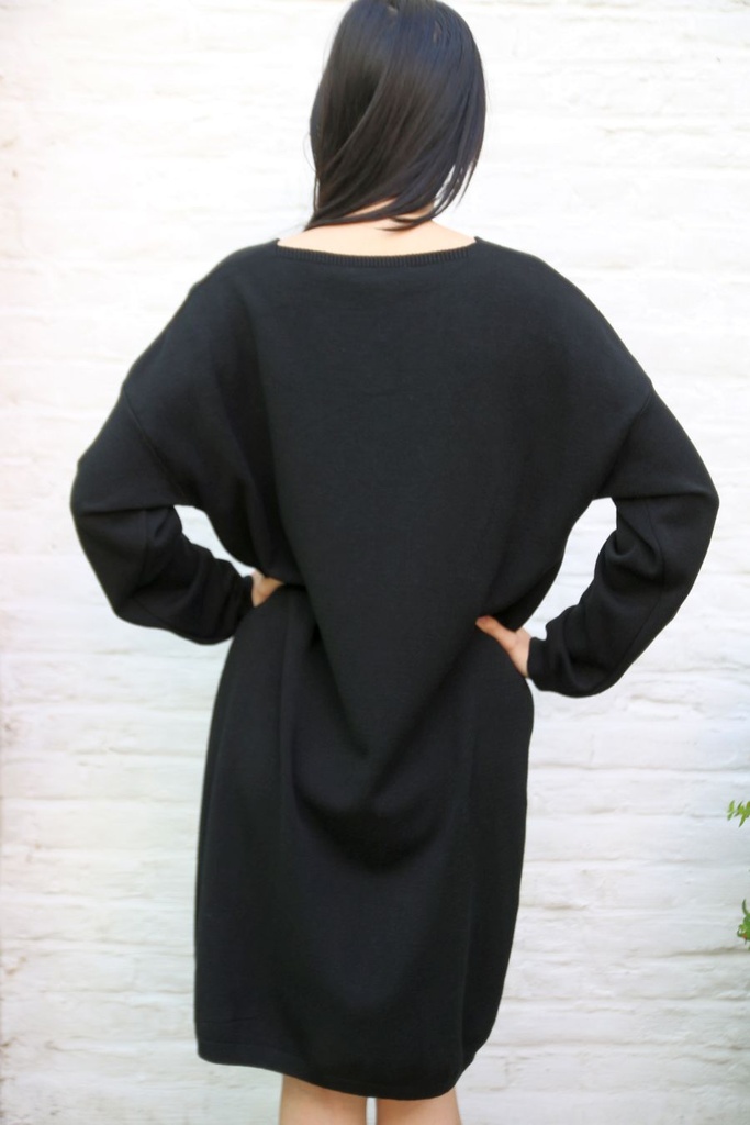 [200688] Tricot jurk Nadine nm60 boven de knie  - Zwart Detail