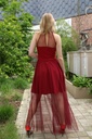 Long crepe dress Lewis band around neckline - Bordeaux Detail