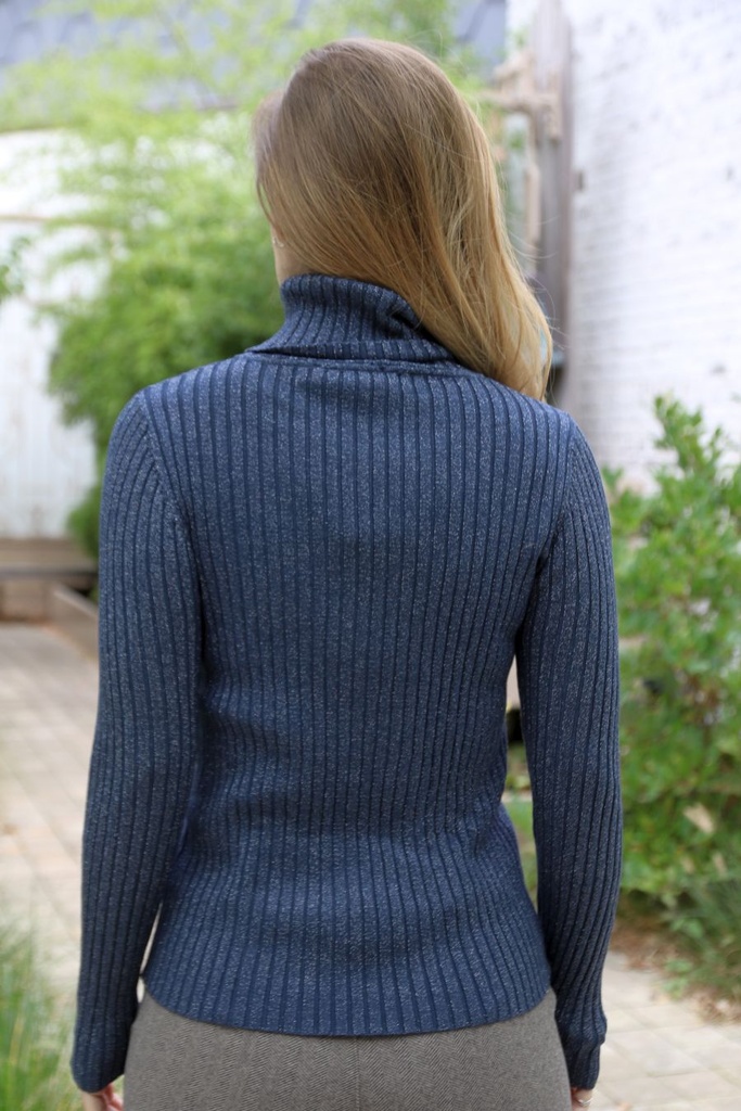 [200691] Pull Nour nm45 geribbeld glinsterend  - Donkerblauw Detail