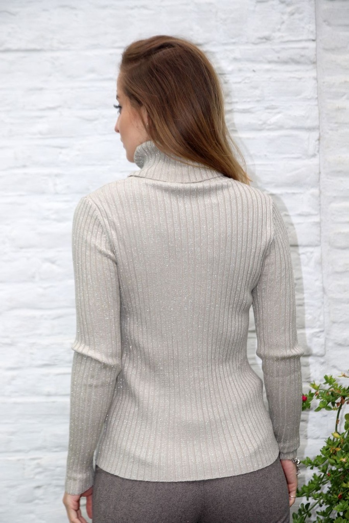 [200691] Pull Nour nm45 geribbeld glinsterend  - Taupe Detail